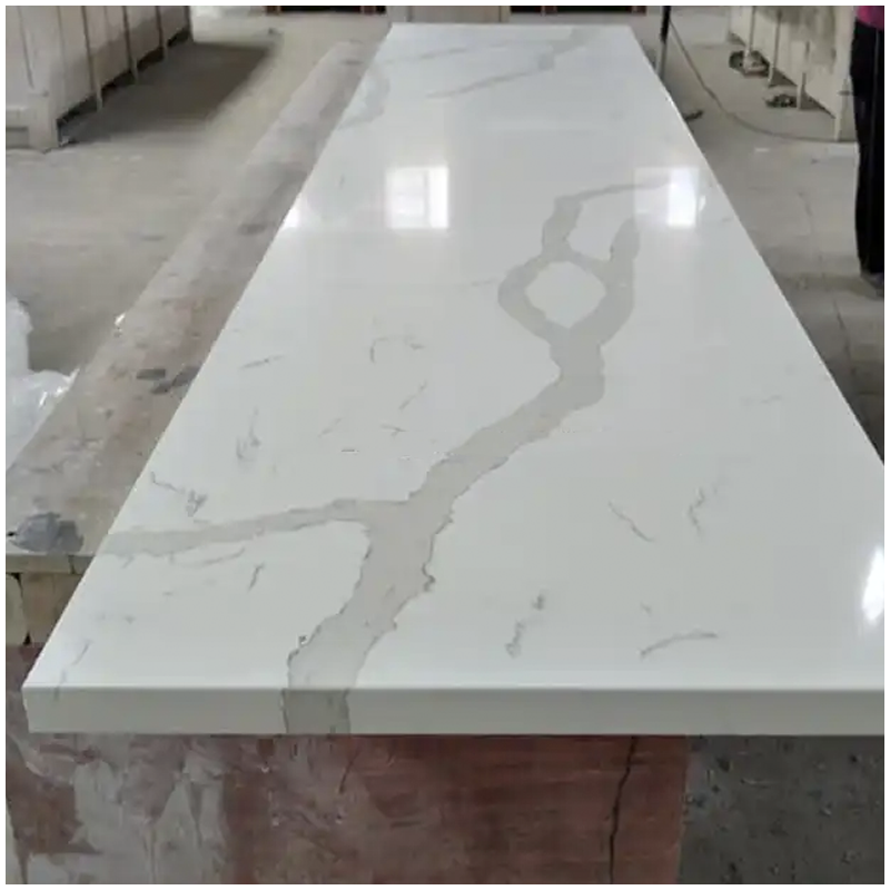Bancadas de ilha pré-fabricadas de quartzito branco Calacatta