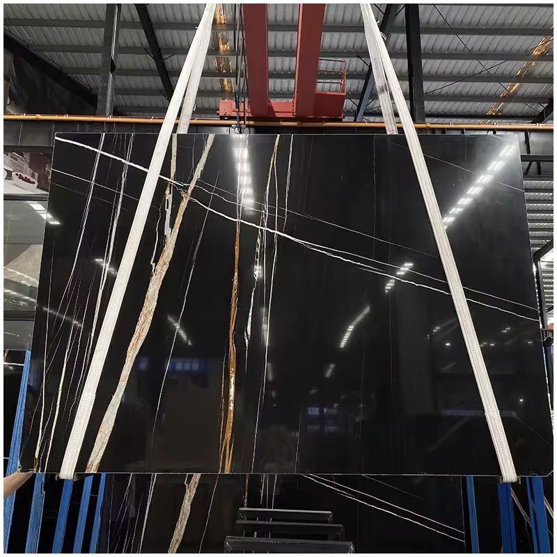 Sahara Noir Black and Gold Marble Slabs
