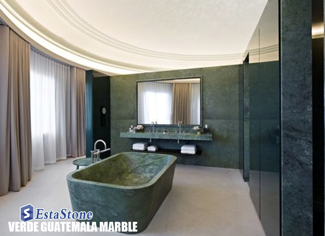 Verde Guatemala marble bathroom projects esta Stone