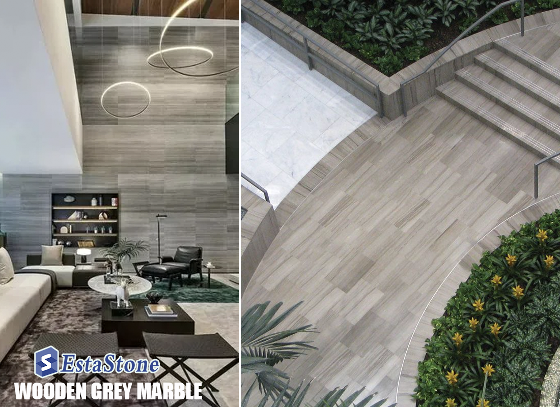 Wooden Grey Marble Floor and Wall Projects-Esta Stone Chinese Wooden Grey Marble Floor and Wall Projects-Esta Stone
