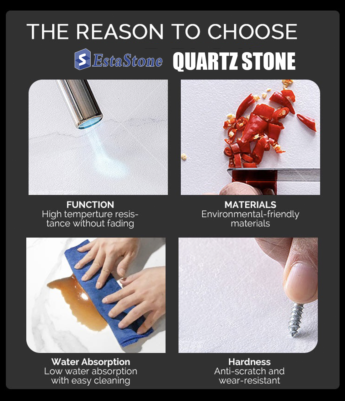 Por que escolher o quartzo da Esta Stone? Por que escolher o quartzo da Esta Stone?