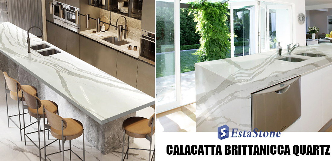 Calacatta Brittanicca Quartz Kitchen Countertop Designs Esta Stone