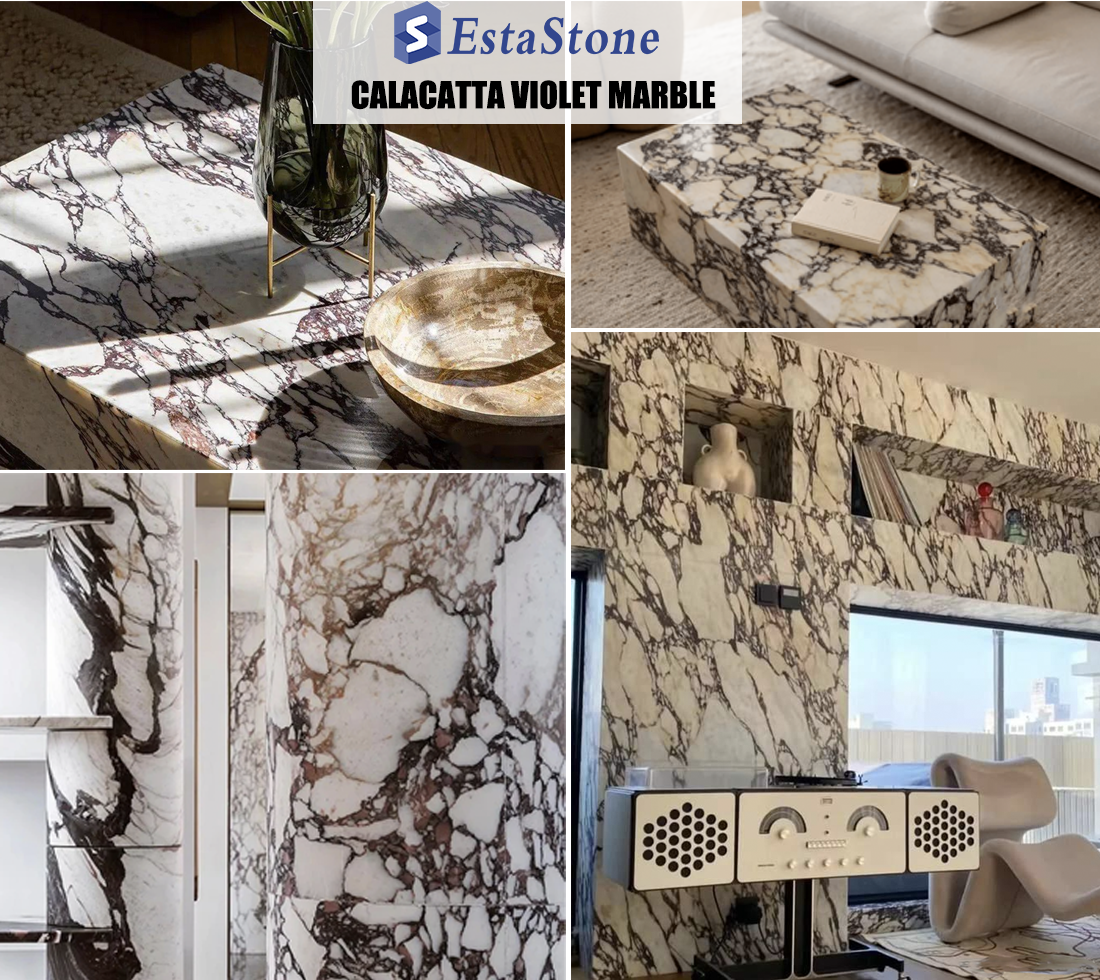 Calacatta Violet Marble Table Countertops and Tiles Supplier Esta Stone