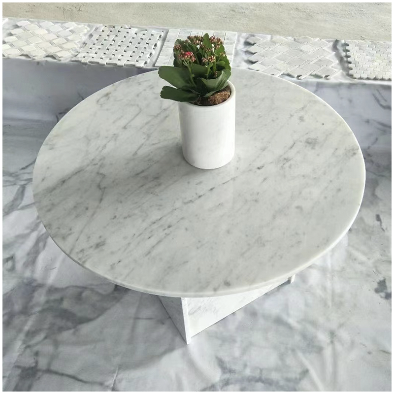 Carrara Gioia Marble Round Coffee Table