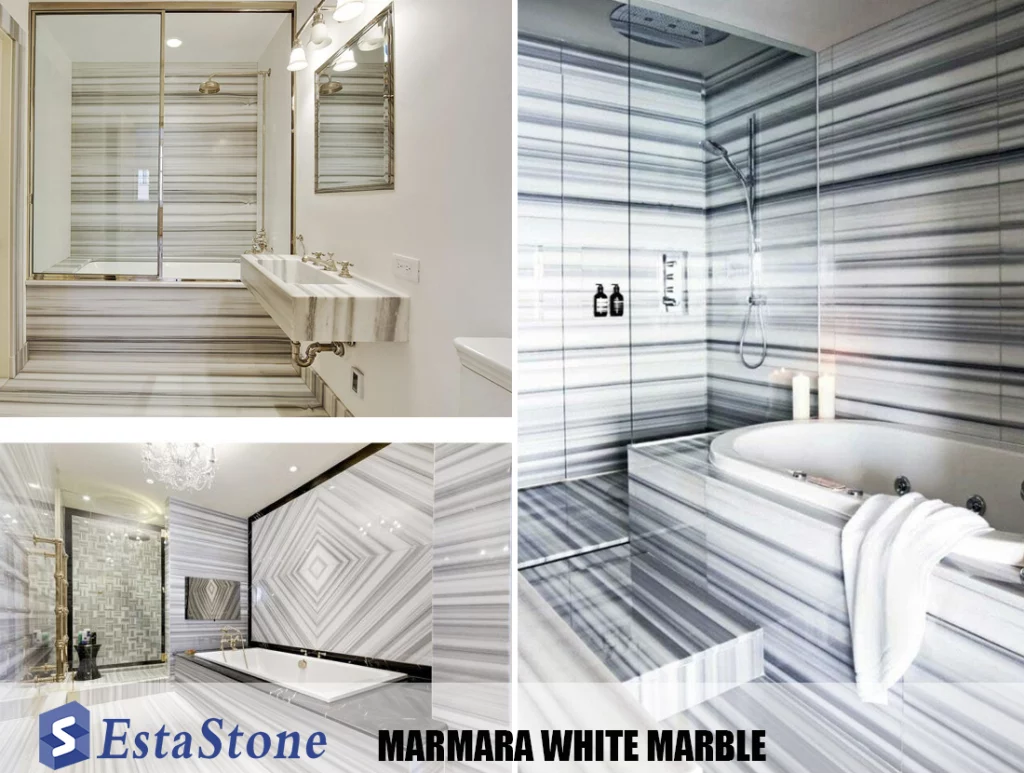 Marmara White Marble Floor and Wall Tiles Projects esta Stone