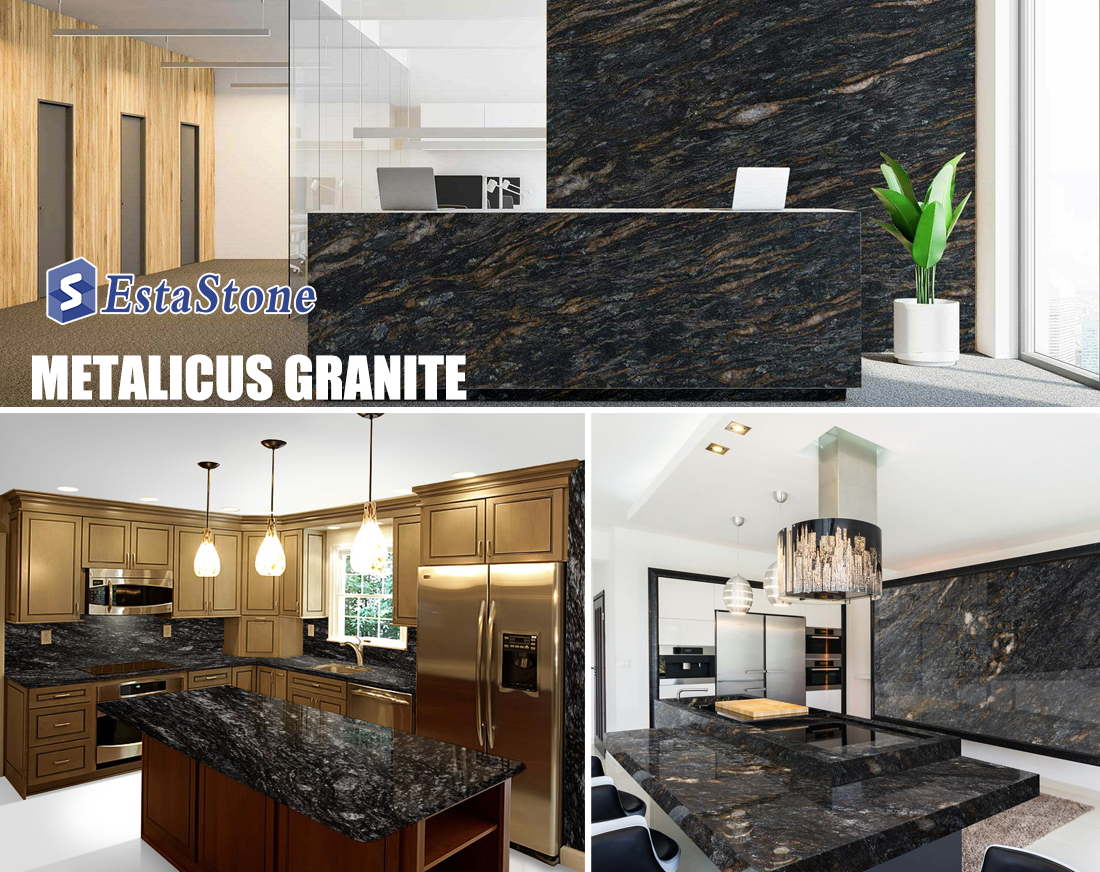Mеtalicus Black Granite Countertop projects Esta Stone
