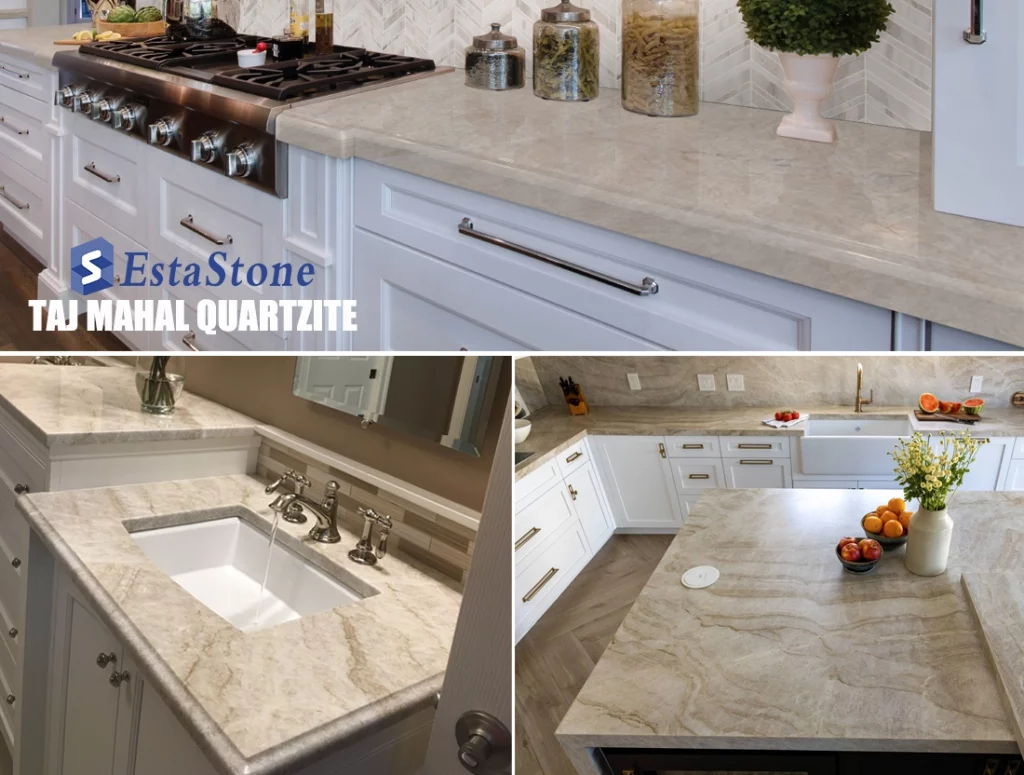 Taj Mahal Quartzite Kitchen Countertops Application Esta Stone