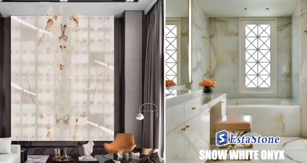 Snow White Onyx Marble Luxury Interior Projects Esta Stone 1