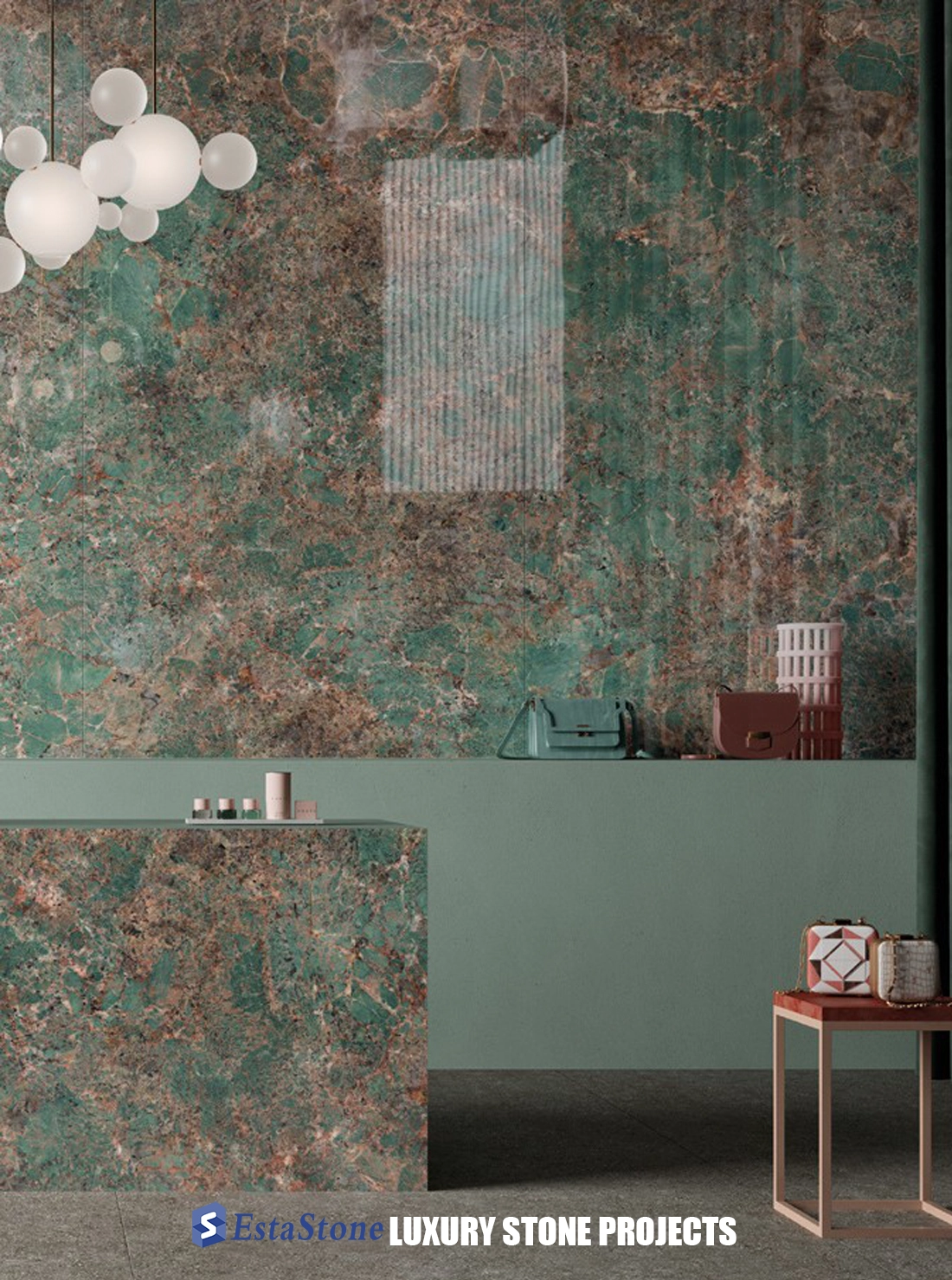 Amazonite Quartzite Wall and Countertops Designs by Esta Stone Amazonite Quartzite Wall and Countertops Designs by Esta Stone
