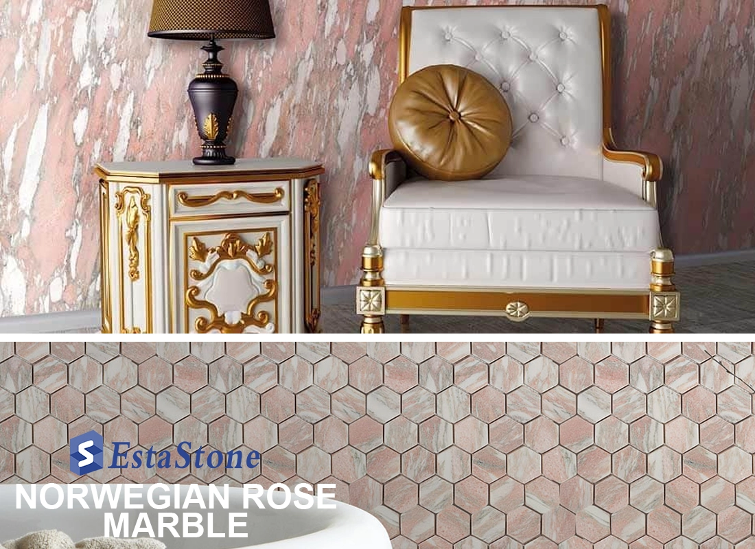 Norwegian Rose Marble Wall and Mosaic Tiles Projects Esta Stone Norwegian Rose Marble Wall and Mosaic Tiles Projects Esta Stone