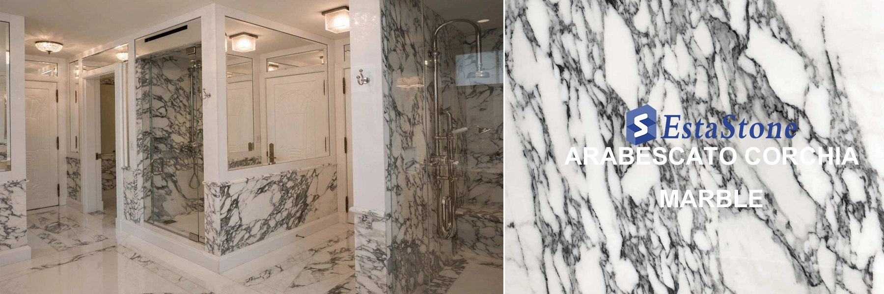 Arabescato Corchia White Marble Bathroom Tile Projects-Esta Stone