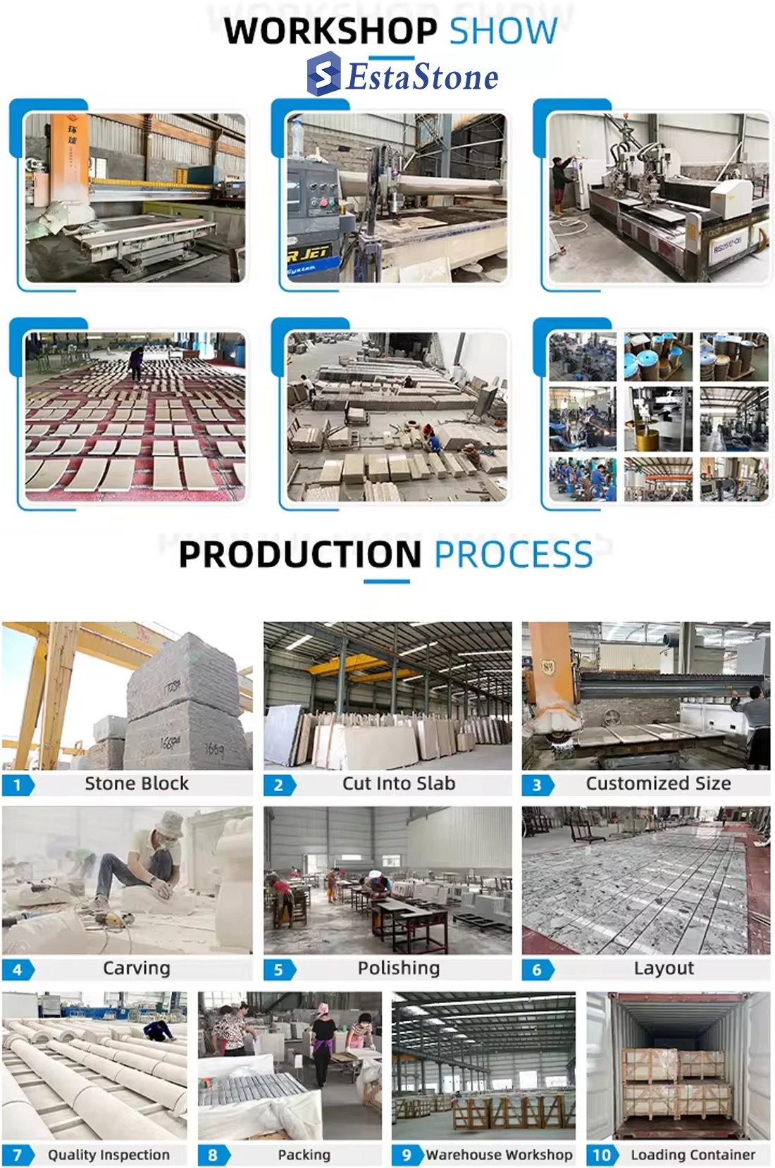Chinese Professional Natural Carrara White Marble Slabs Tiles Countertops Columns Supplier Esta Stone