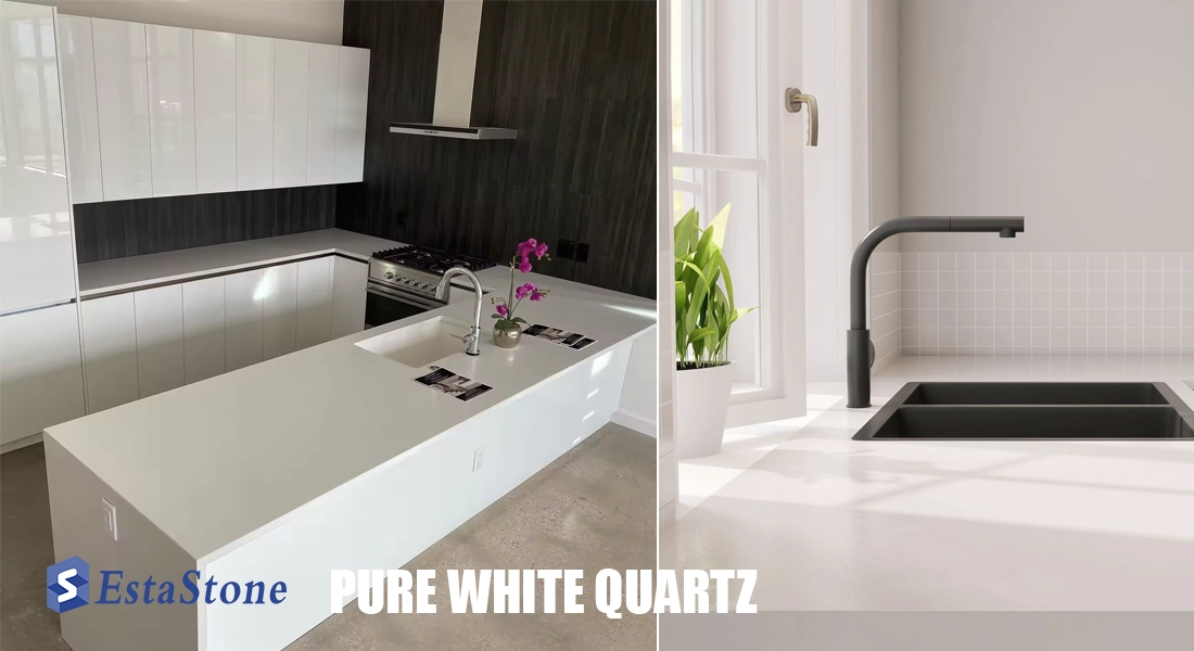 PURE WHITE QUARTZ KITCHEN COUNTERTOP PROJECTS ESTA STONE