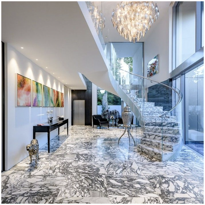 Arabescato White Marble Floor and Wall Designs of Luxury Villa Esta Stone