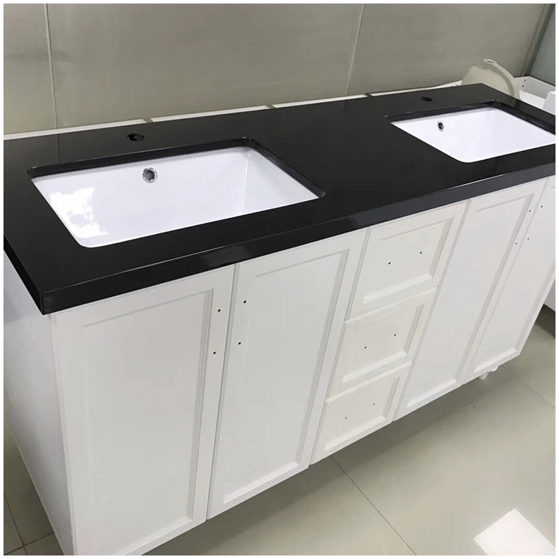 Black Quartz Vanity Tops with Double Sinks Wholesales Esta Stone Black Quartz Vanity Tops with Double Sinks Wholesales Esta Stone