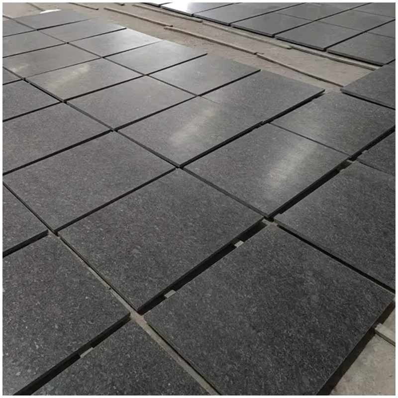 Leathered Black Granite Flooring Tiles