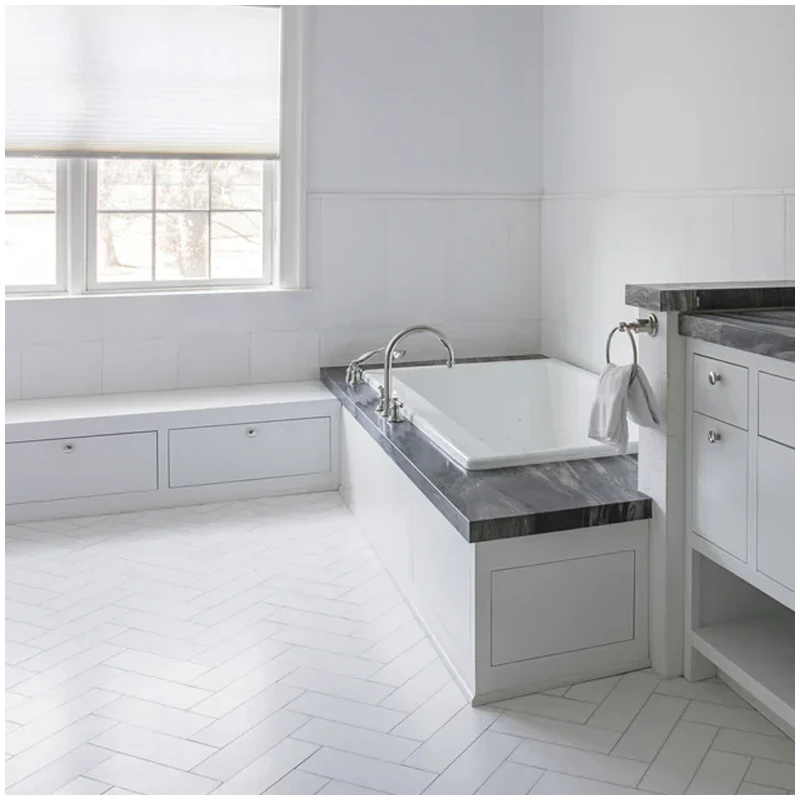 Thassos White Marble Herrigbone Tiles For Luxury Bathroom Floor Thassos White Marble Herrigbone Tiles For Luxury Bathroom Floor