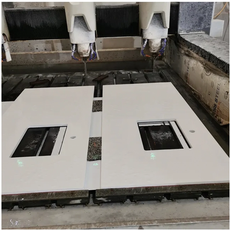 White Glitter Quartz Single Sink Countertops