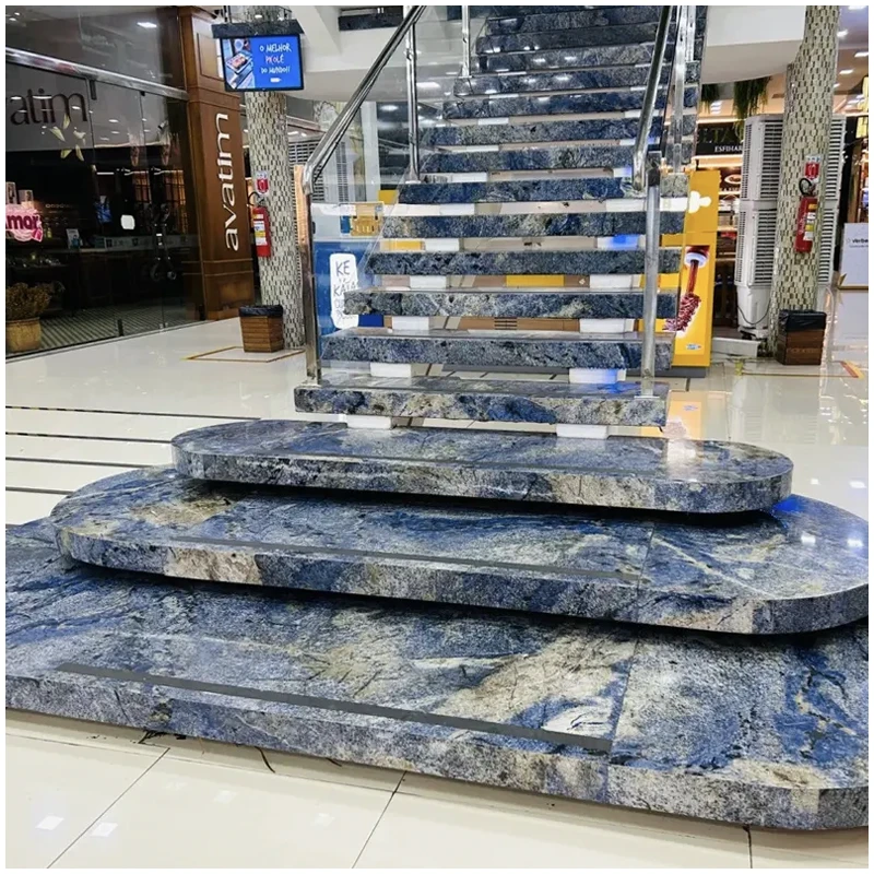 Azul Bahia Granite Stair Project For Grand Hotels