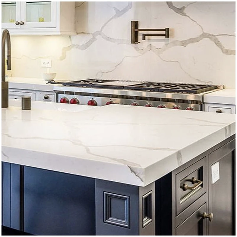 Calacatta Verona White Quartz Apartment Kitchen Countertop